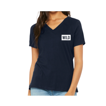 NAVY WILD V-NECK LADIES SHORT SLEEVE TEE