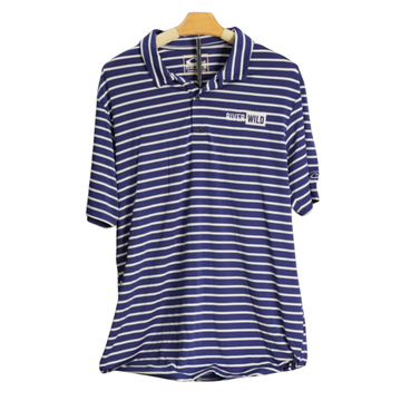 RIVERWILD NAVY & WHITE STRIPE DRAKE PERFORMANCE POLO