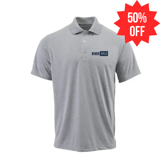 RIVERWILD HEATHER GREY PARAGON SARATOGA PERFORMANCE MESH POLO
