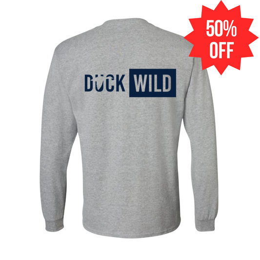 Youth Grey DuckWILD Gildan Long Sleeve Tee