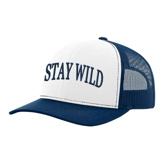 Staywild Navy and White Richardson Trucker