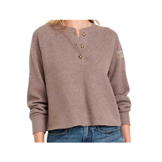 Ladies Waffle Knit Wild Block Long Sleeve