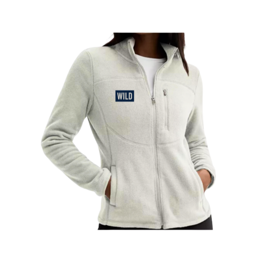 Ladies Tek Gear White Fleece Zip-Up Navy Wild Block