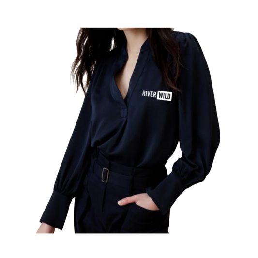 Ladies Navy BR Long Sleeve RW Blouse