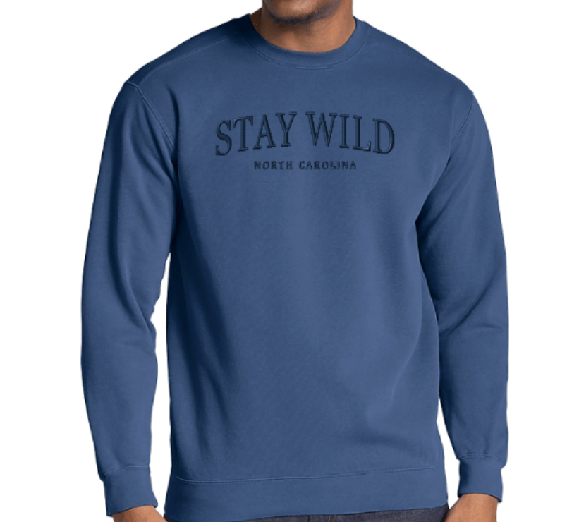 Denim StayWild Thick Embroidery Comfort Color Crewneck