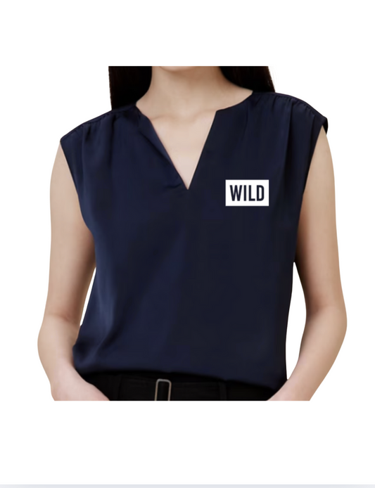 Ladies Navy BR Wild Block Sleeveless Blouse
