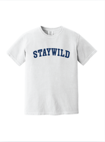 STAYWILD  WHITE COMFORT COLORS COLLEGIATE TEE