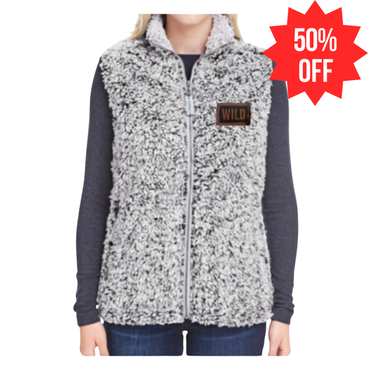 WILD LEATHER PATCH LADIES BLACK EPIC SHERPA VEST