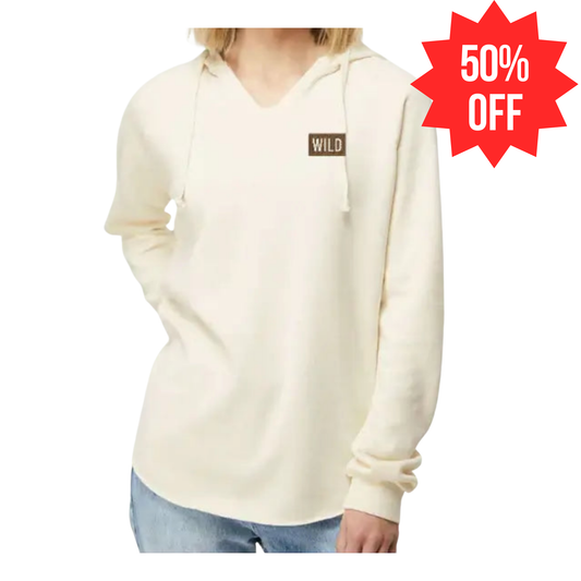 WILD Block Ladies Cream Lightweight Hoodie