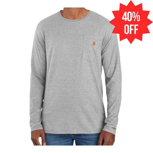 WILD Heather Grey Carhartt Long Sleeve Pocket Tee