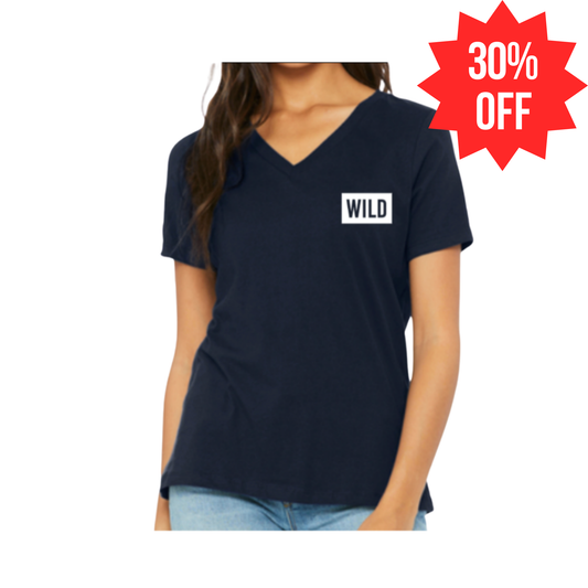 NAVY WILD V-NECK LADIES SHORT SLEEVE TEE
