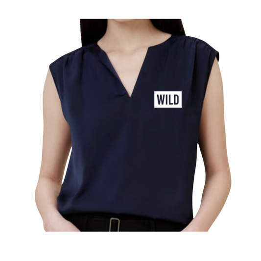 Ladies Navy BR Wild Block Sleeveless Blouse